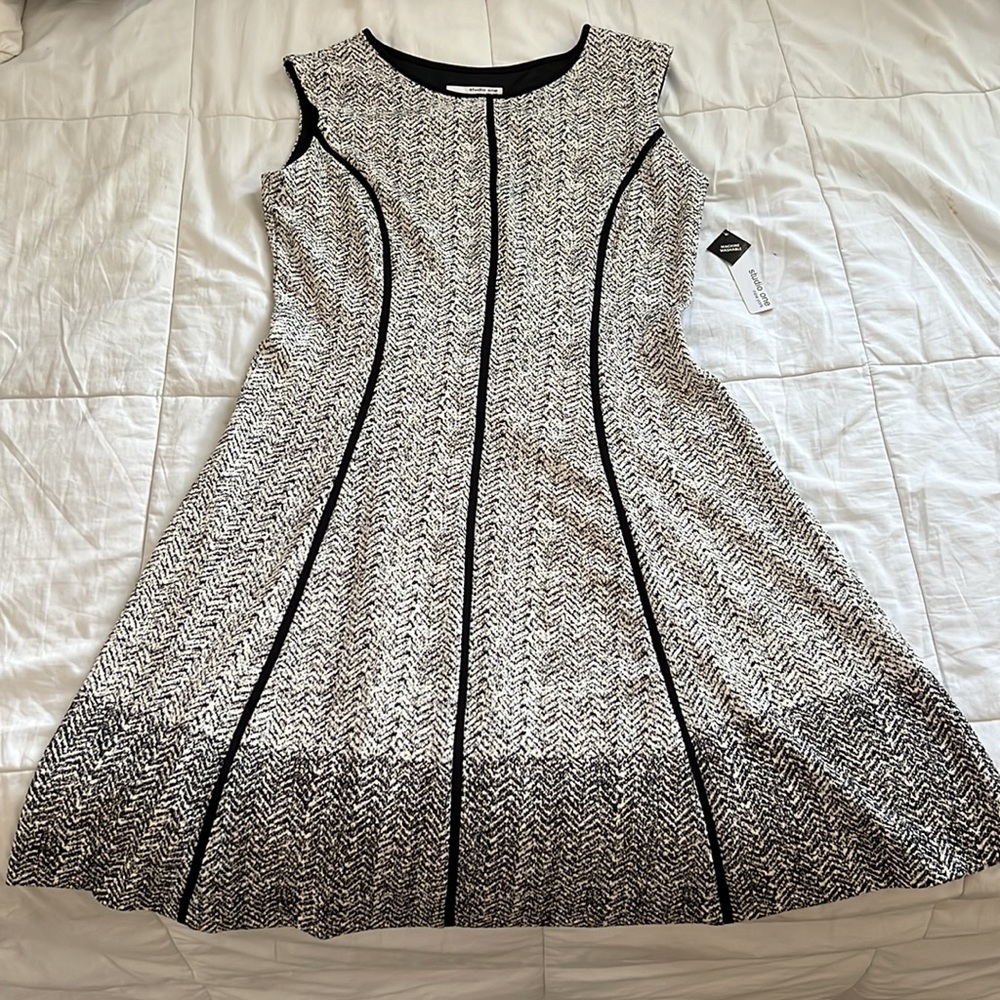 MACYS STUDIO ONE NEW YORK HERRINGBONE DRESS